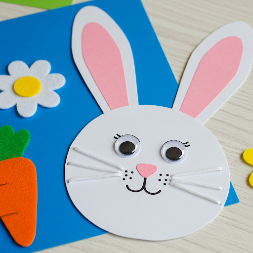 lapin paques papier blanc rose 1