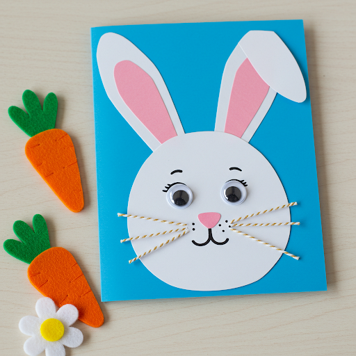 lapin paques papier blanc rose 2