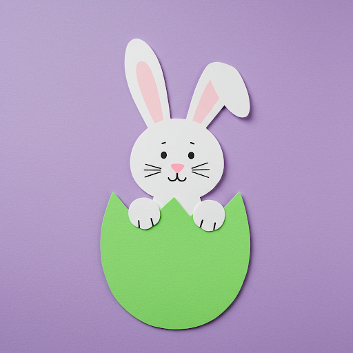 Bricolage Pâques: un lapin en papier sortant de l'oeuf lapin paques papier sortant coquille oeuf 1
