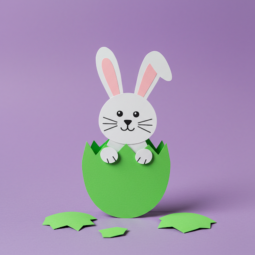 Bricolage Pâques: un lapin en papier sortant de l'oeuf lapin paques papier sortant coquille oeuf 3