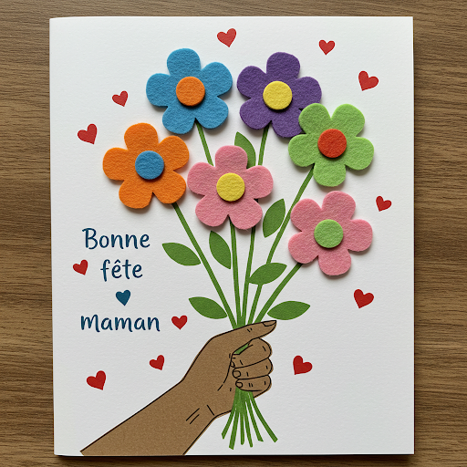 Bricolage fête des mères : carte bonne fête maman carte bonne fete maman avec bouquet fleur 2