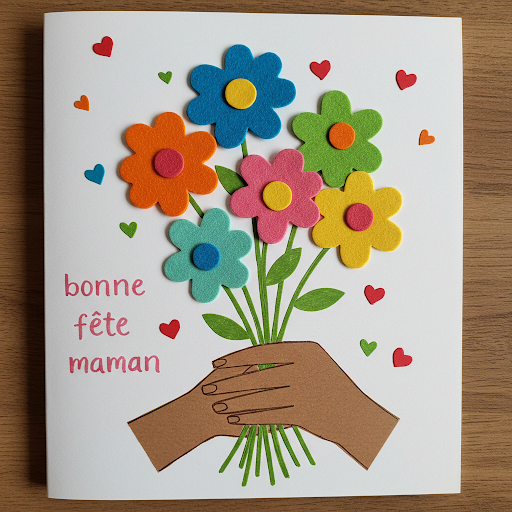 Bricolage fête des mères : carte bonne fête maman carte bonne fete maman avec bouquet fleur 4