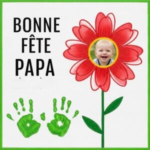 carte-bonne-fete-papa-avec-fleur-et photo-1