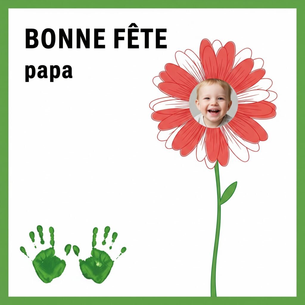 carte bonne fete papa avec fleur et photo 4