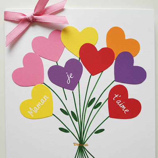 Bricolage Fête des Mères : Carte Bouquet de Cœurs Étape par Étape carte fete meres bouquet fleurs avec coeurs 3