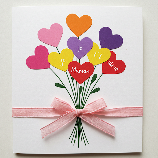Bricolage Fête des Mères : Carte Bouquet de Cœurs Étape par Étape carte fete meres bouquet fleurs avec coeurs 4