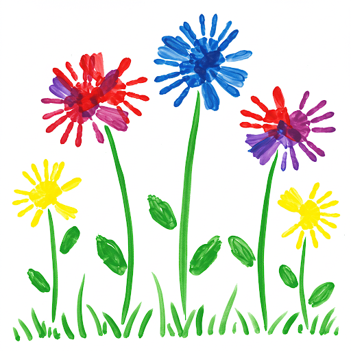 Bricolage Fête des mères : Crée un bouquet de fleurs avec tes empreintes de mains ! fete meres carte fleurs empreintes mains peinture 1