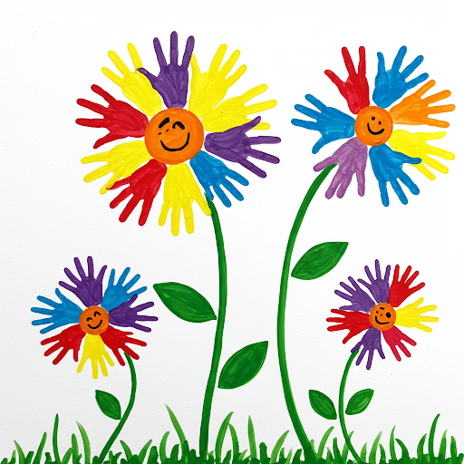 fete meres carte fleurs empreintes mains peinture 4