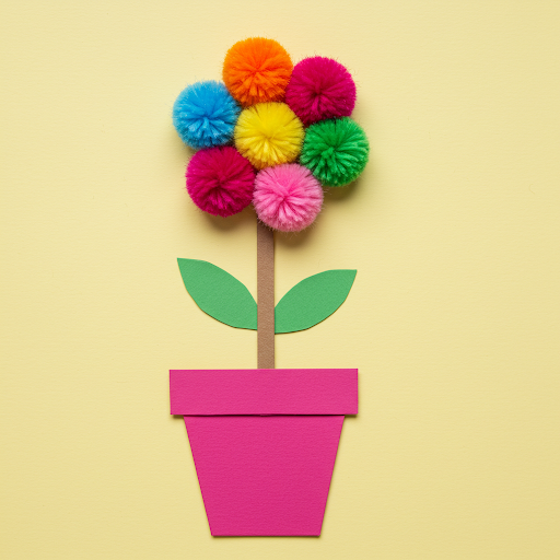 fete meres fleur pompon en laine 2