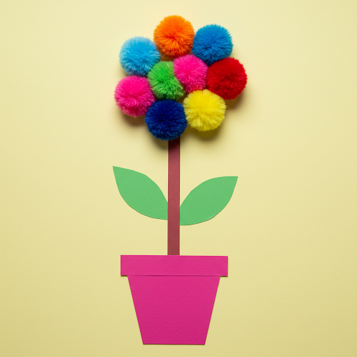 fete meres fleur pompon en laine 4