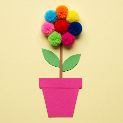 fete meres fleur pompon en laine 6