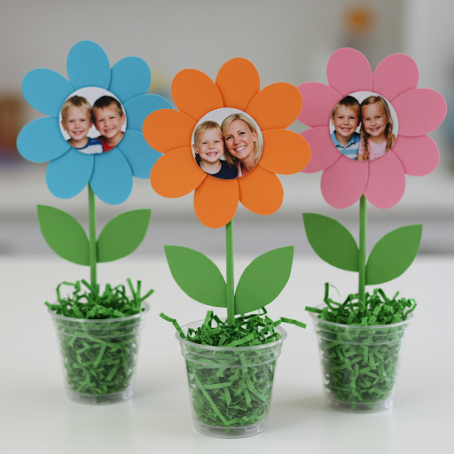 Bricolage fête des mères: Fleur avec photo enfants fete meres pot de fleur avec photo 3