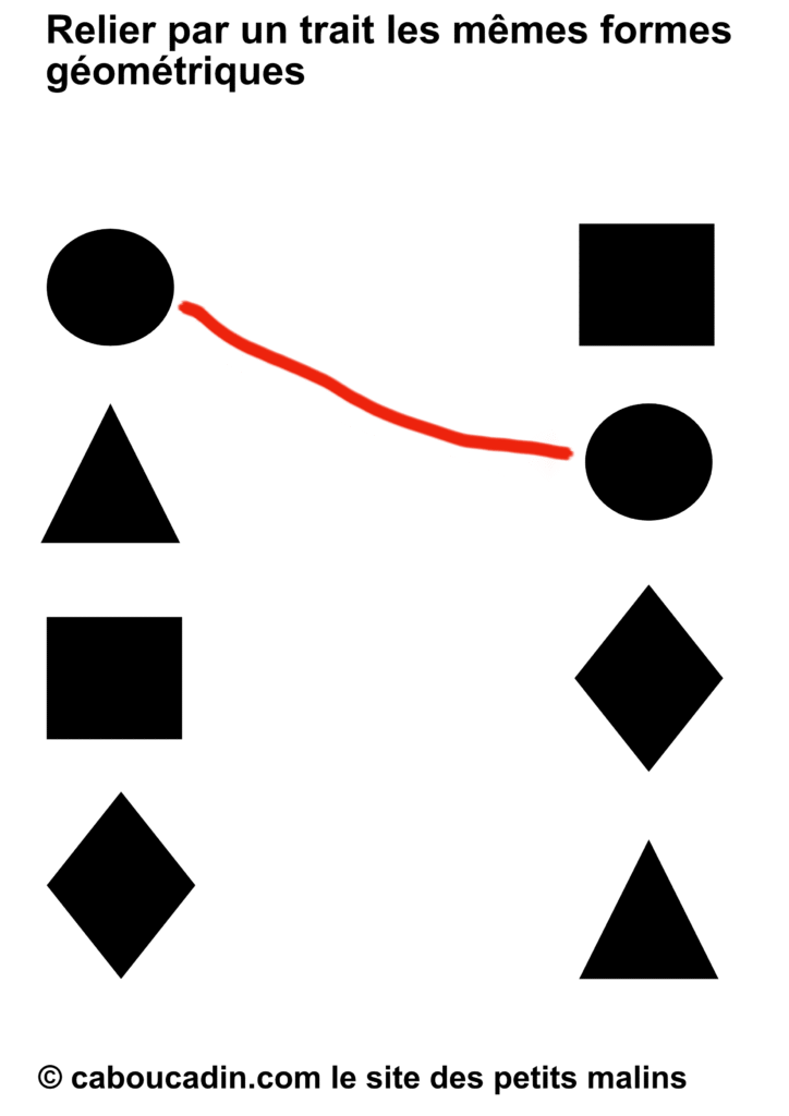 10 fiches maternelles : relier les mêmes formes géométriques