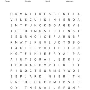 15 grilles de mots mêlés sur le thème des métiers