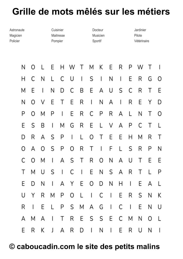 grille mots meles sur metiers caboucadin 13
