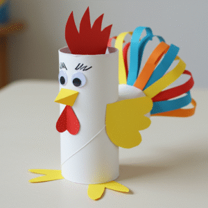 Bricolage enfant : Fabriquer un coq coloré avec un rouleau de papier toilette bricolage-coq-avec-rouleau-en-carton-1