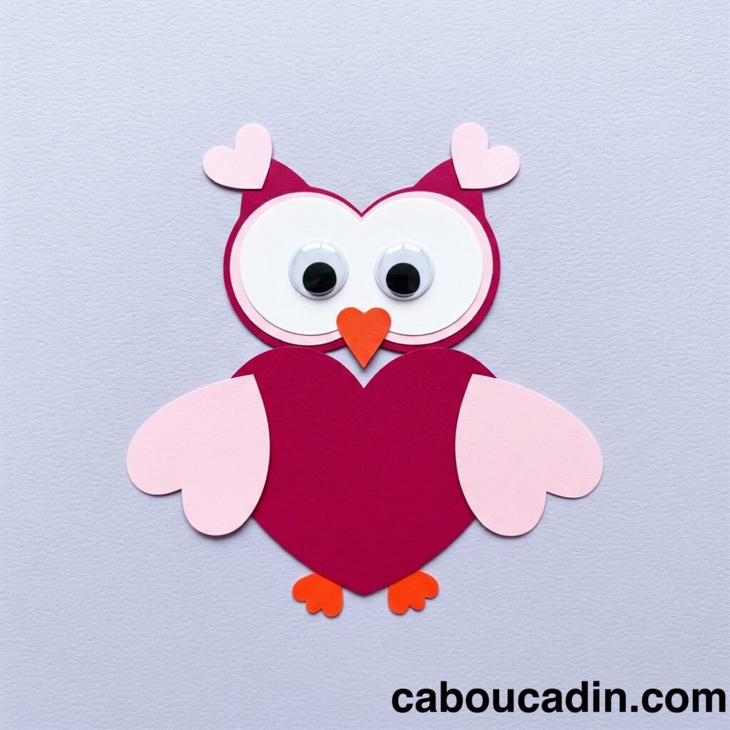 bricolage maternelle hibou avec des coeurs 1