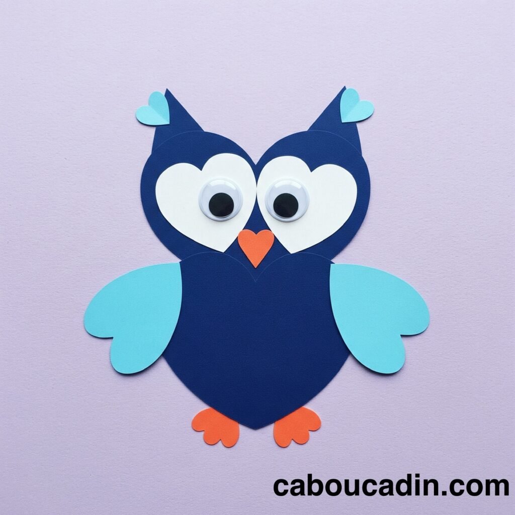 Bricolage maternelle : créer un hibou rigolo avec des formes en cœur Bricolage maternelle : créer un hibou rigolo avec des formes en cœur