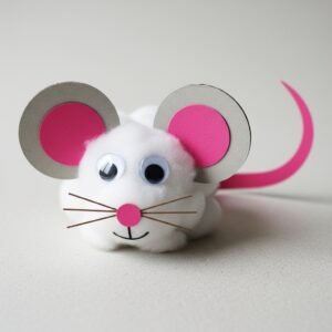 Bricolage maternelle : souris en boules de coton à faire avec les enfants bricolage-recyclage-souris avec-boules-de-coton-13