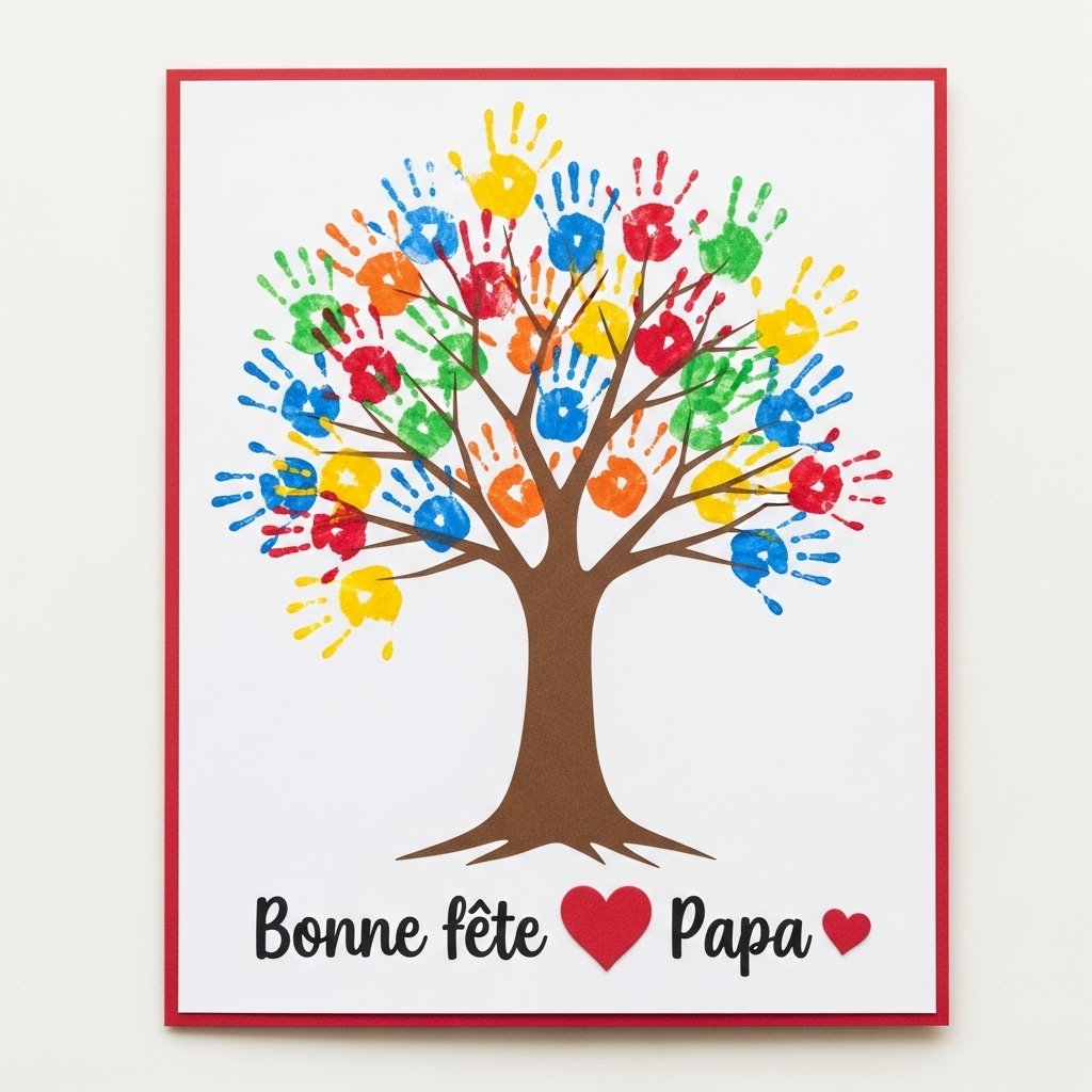 carte fete des peres avec arbre empreintes de mains 3