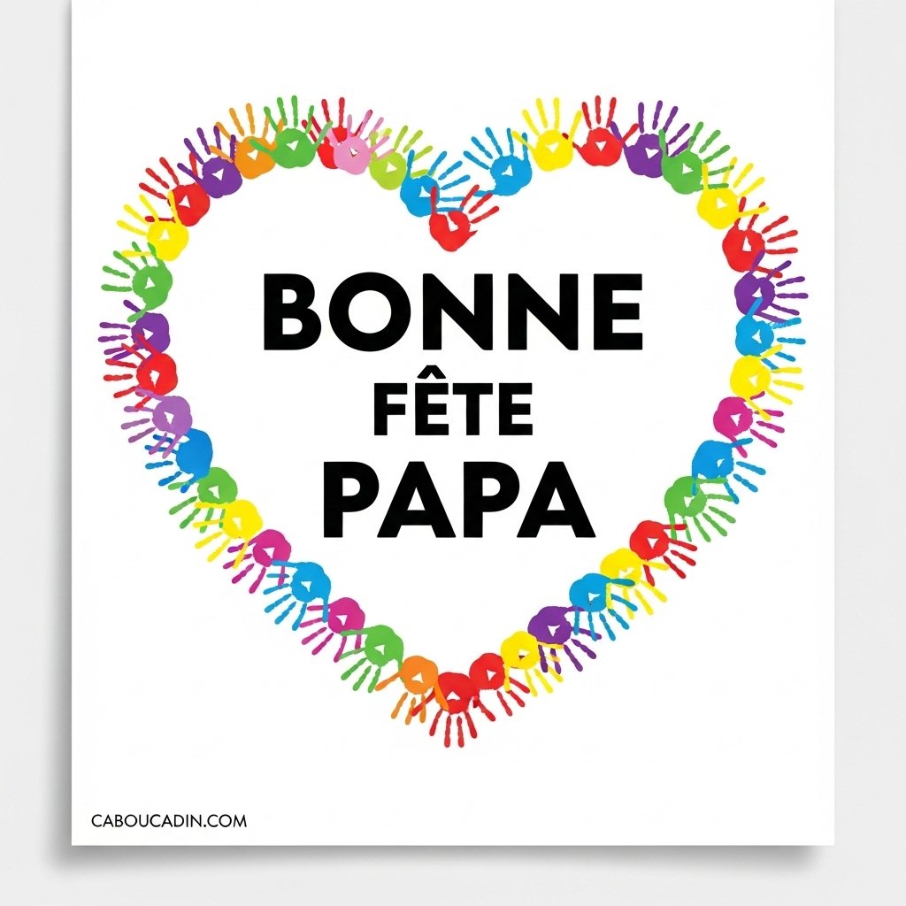 carte fete peres avec coeur avec empreintes de mains 2