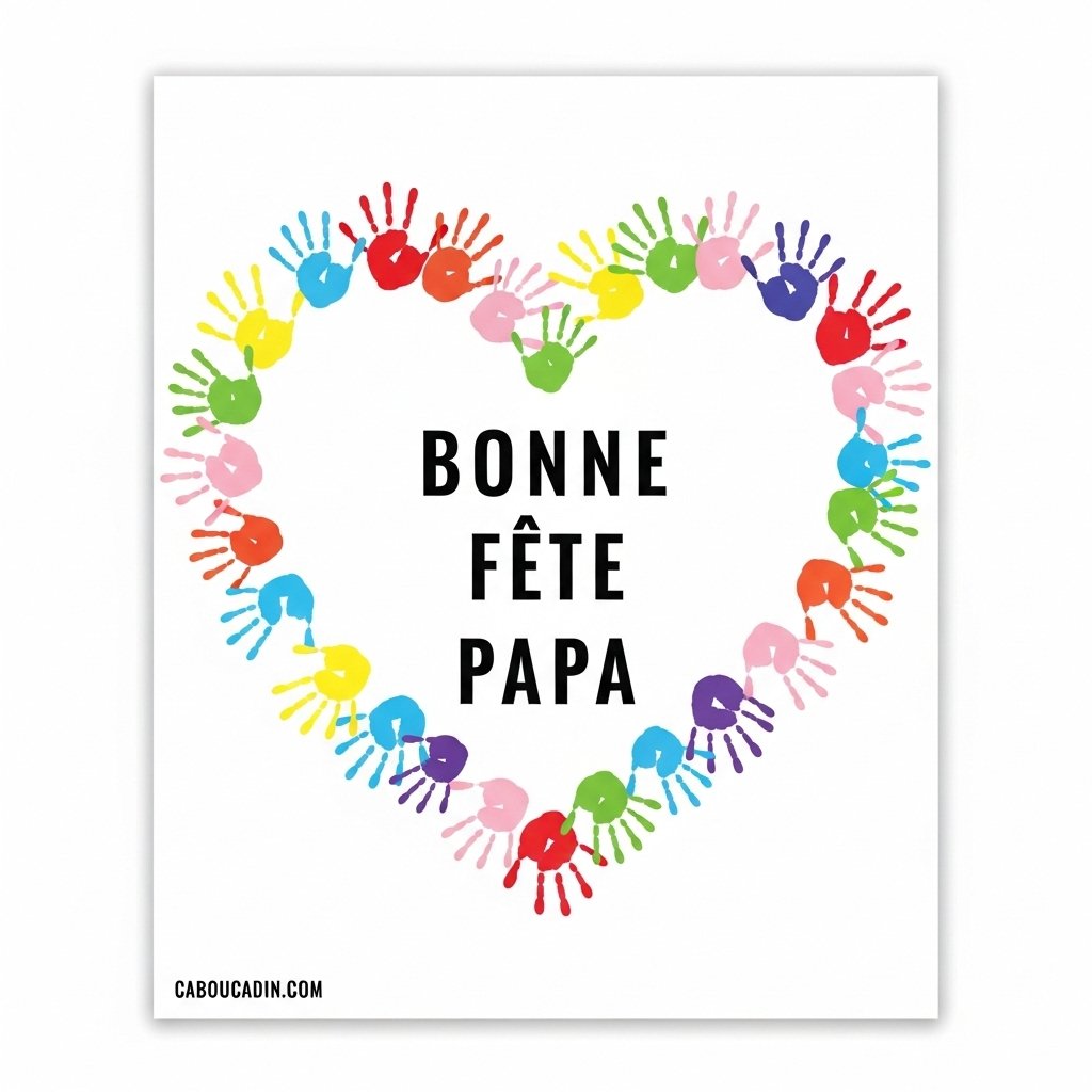 carte fete peres avec coeur avec empreintes de mains 4