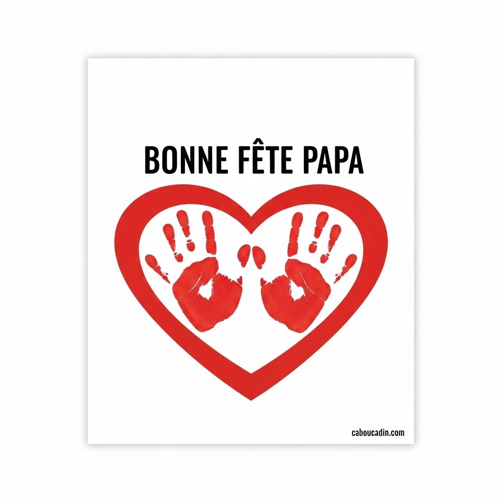 carte fete peres coeur rouge et empreintes de mains 1
