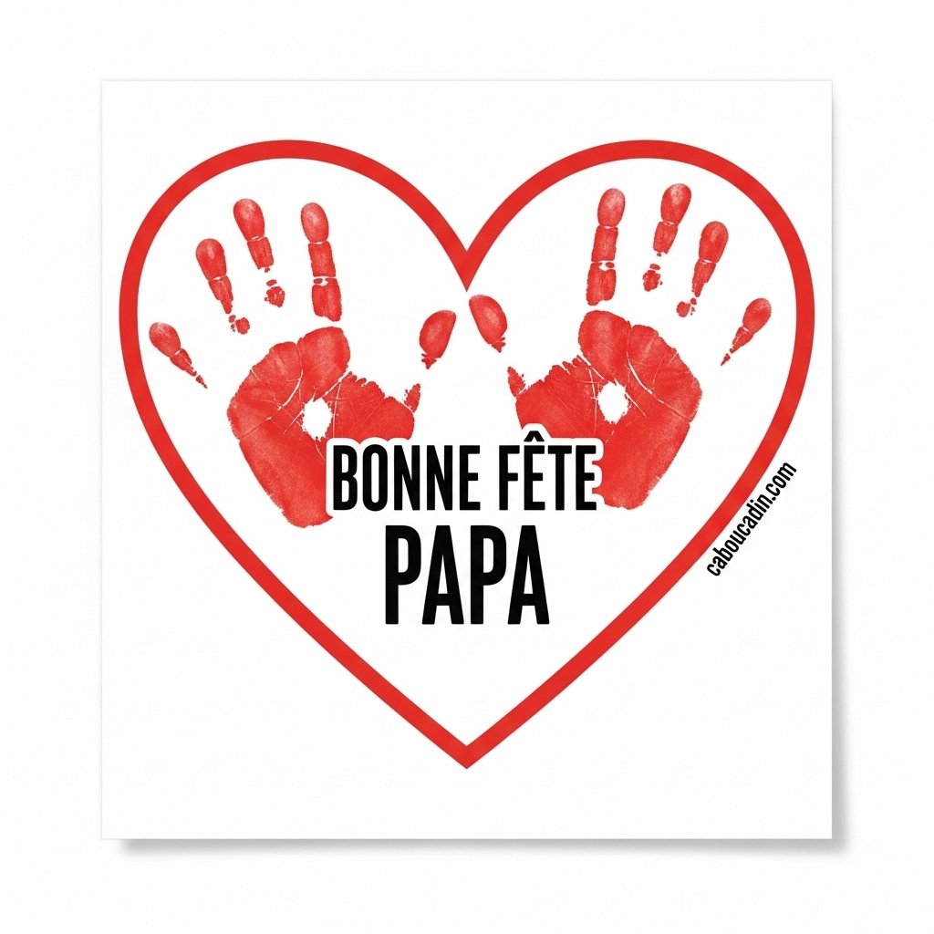 carte fete peres coeur rouge et empreintes de mains 4