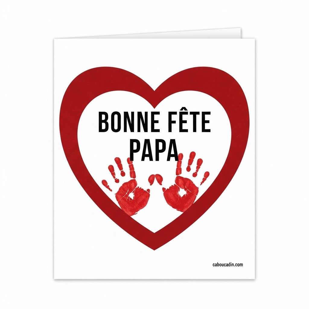 carte fete peres coeur rouge et empreintes de mains 5