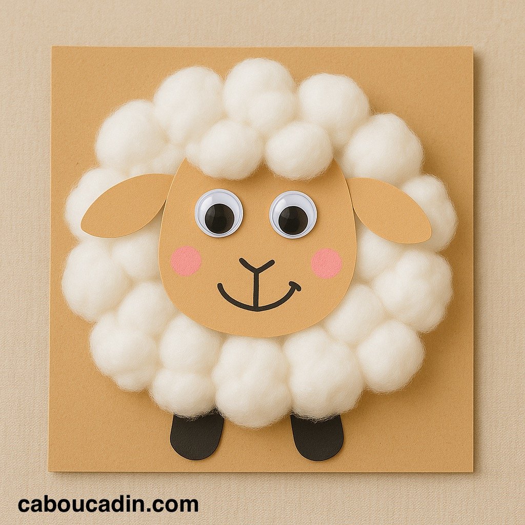 Bricolage Maternelle : Un Mouton Trop Mignon en Papier et Boules de Coton bricolage maternelle mouton avec boules de coton 1