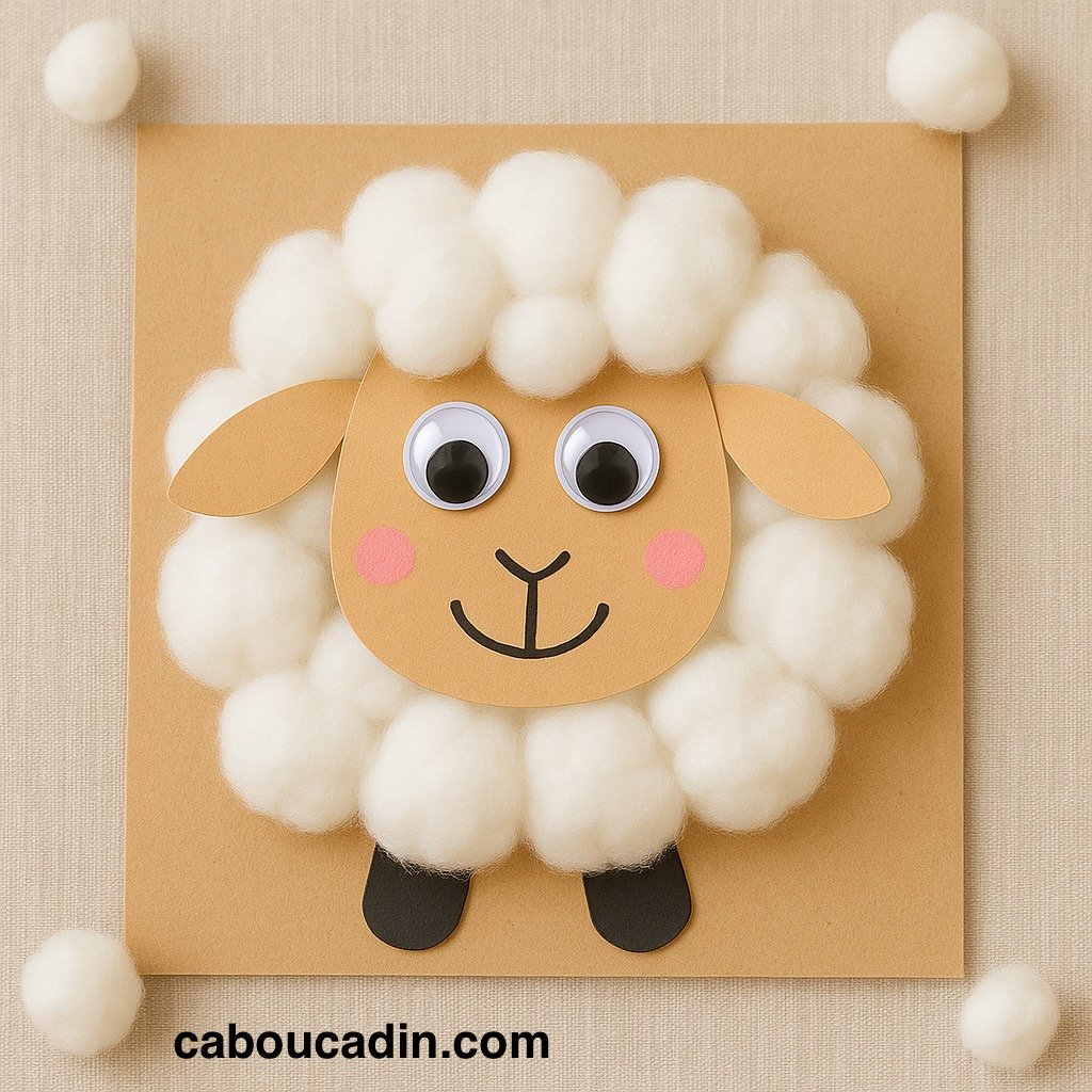 Bricolage Maternelle : Un Mouton Trop Mignon en Papier et Boules de Coton bricolage maternelle mouton avec boules de coton 4