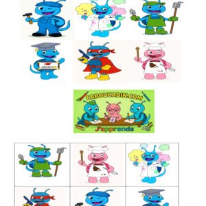 10 fiches d'observation avec les personnages caboucadin