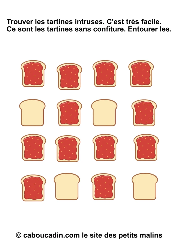 fiche maternelle caboucadin observation chercher intrus tartine 8