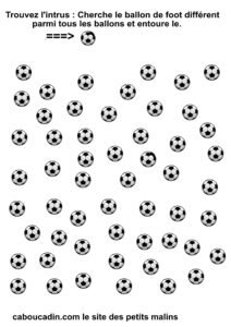 Fiche maternelle d'observation chercher l'intrus avec ballon de foot fiche-maternelle-chercher-intrus-ballon-foot-1