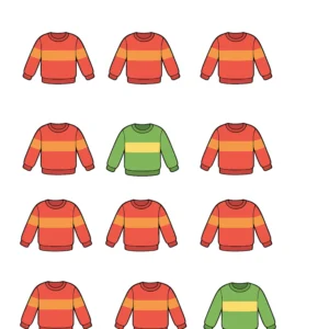 10 fiches observation chercher le pull vert et l'entourer