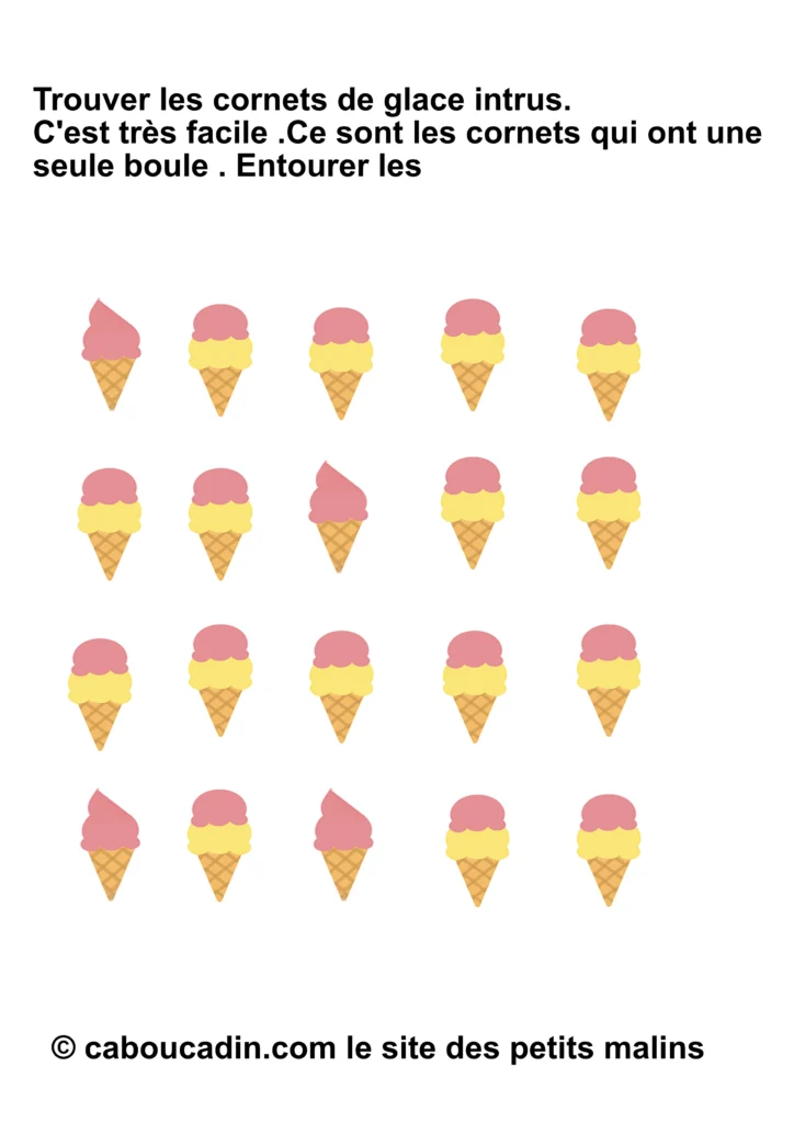 fiche maternelle observation chercher intrus cornet glace 7