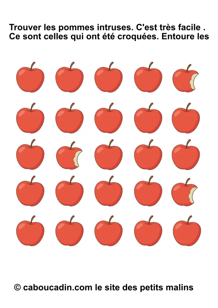 10 fiches observation chercher pomme rouge intrus