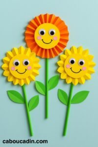 Activité manuelle maternelle : fabriquer de jolies fleurs en papier marguerites-jaunes-et-rouges-en-papier-2