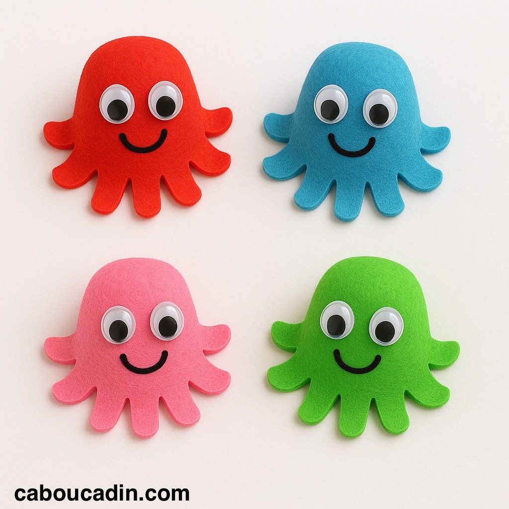 pieuvres de toutes les couleurs en feutrine 2