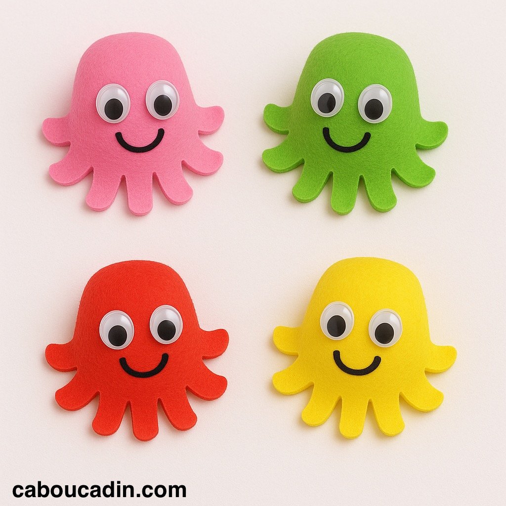 pieuvres de toutes les couleurs en feutrine 3