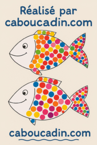 Activité bricolage poissons avec des gommettes de couleurs poissons- -gommettes-COULEURS-caboucadin-1