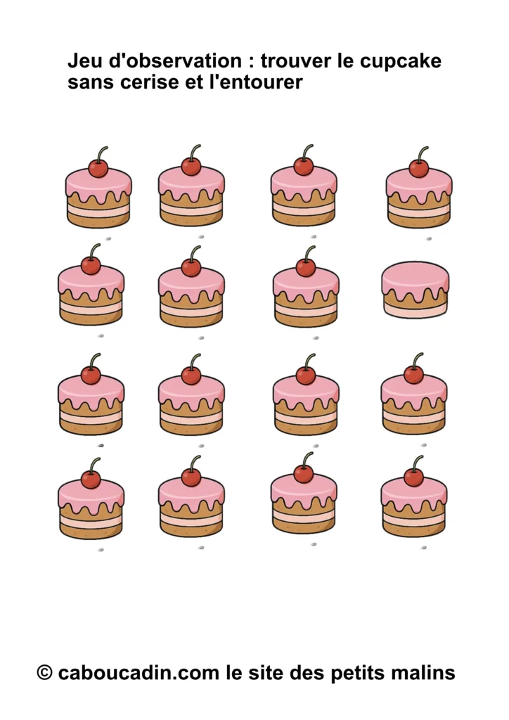 fiche maternelle observation entourer cupcake sans cerise 7