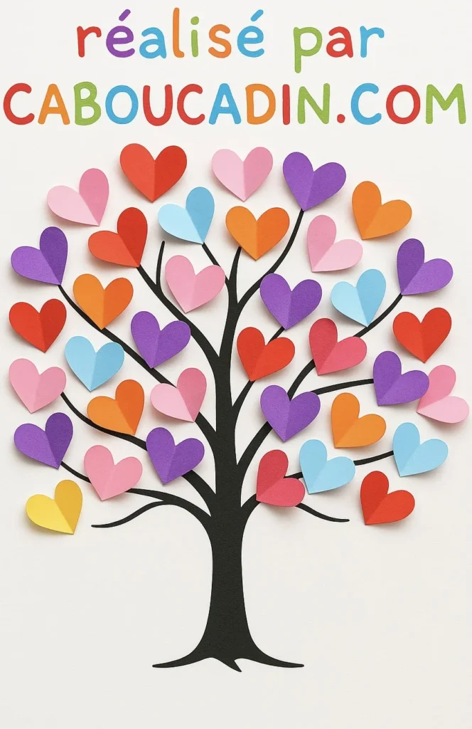 arbre avec coeurs multicolore 1