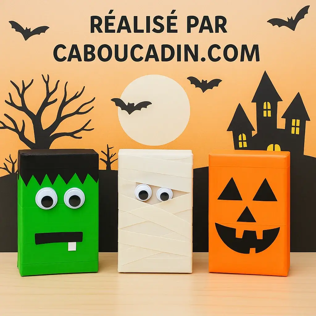 boites carton decorees monstres Halloween 1
