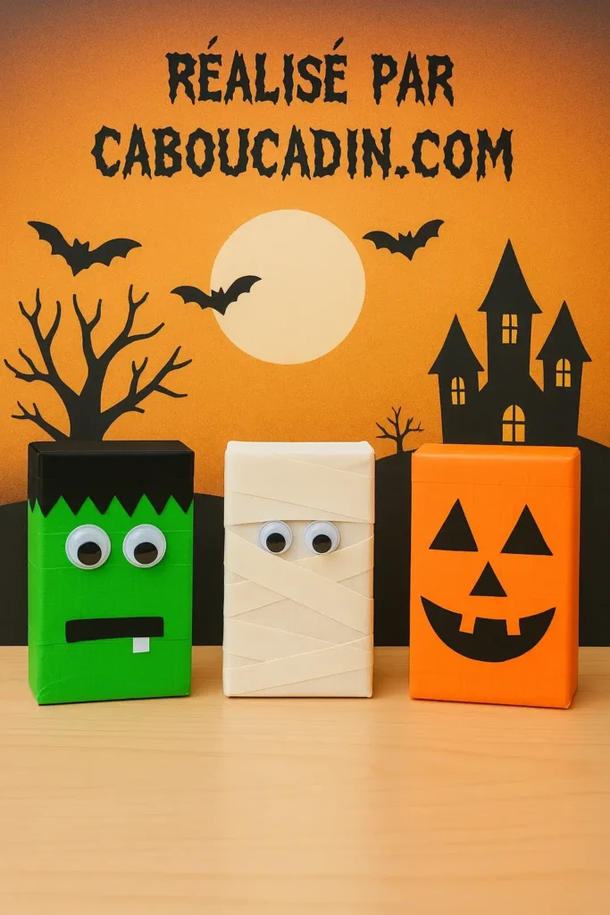 boites carton decorees monstres Halloween 4