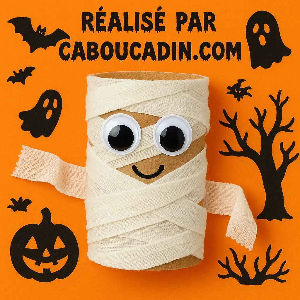 bricolage Halloween momie avec rouleau en carton 1