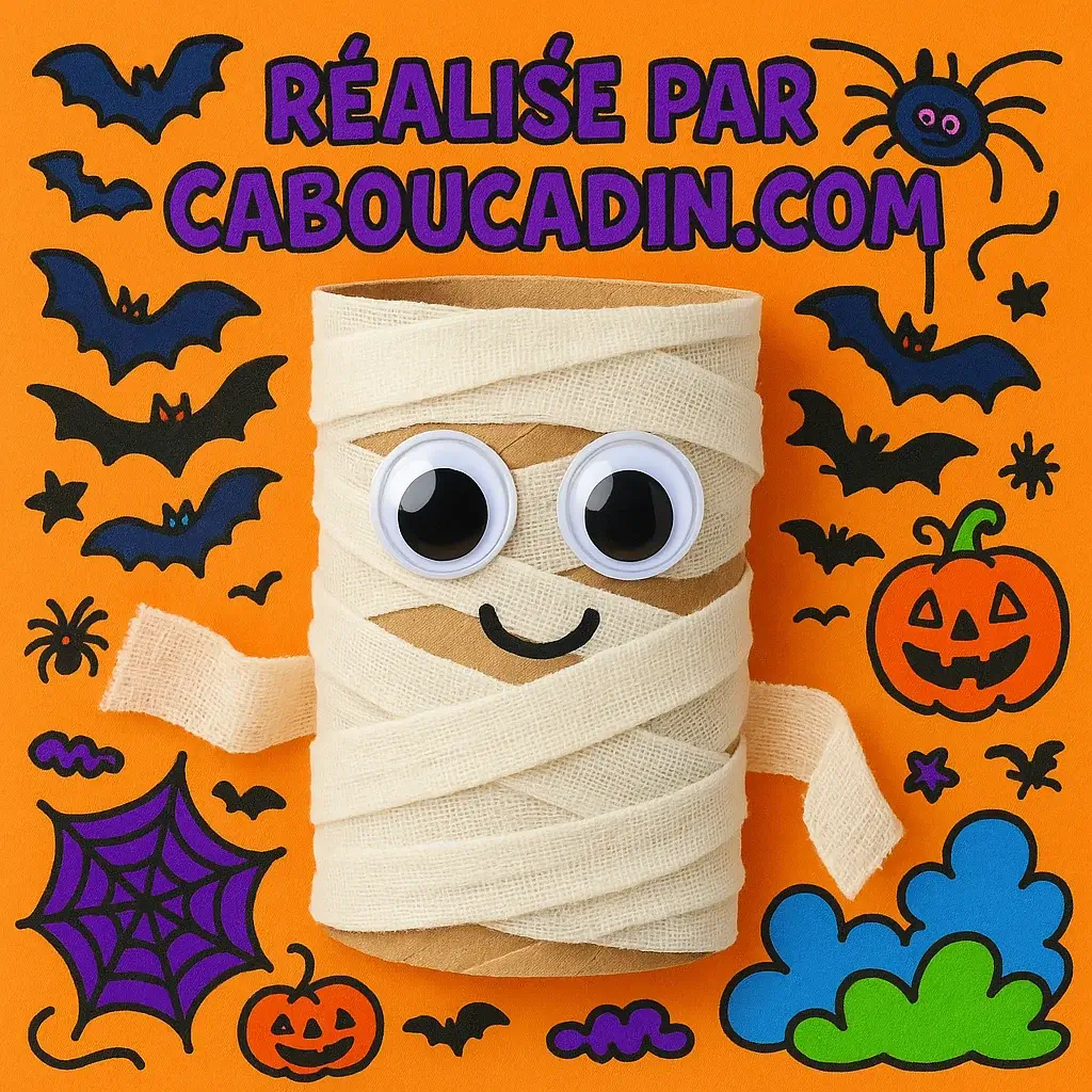bricolage Halloween momie avec rouleau en carton 2