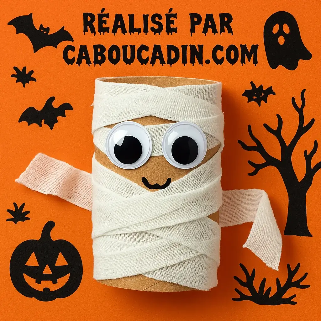 bricolage Halloween momie avec rouleau en carton 3