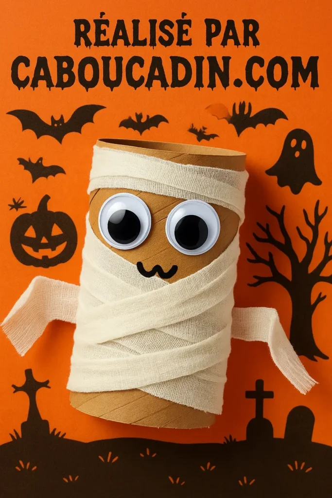 bricolage Halloween momie avec rouleau en carton 4