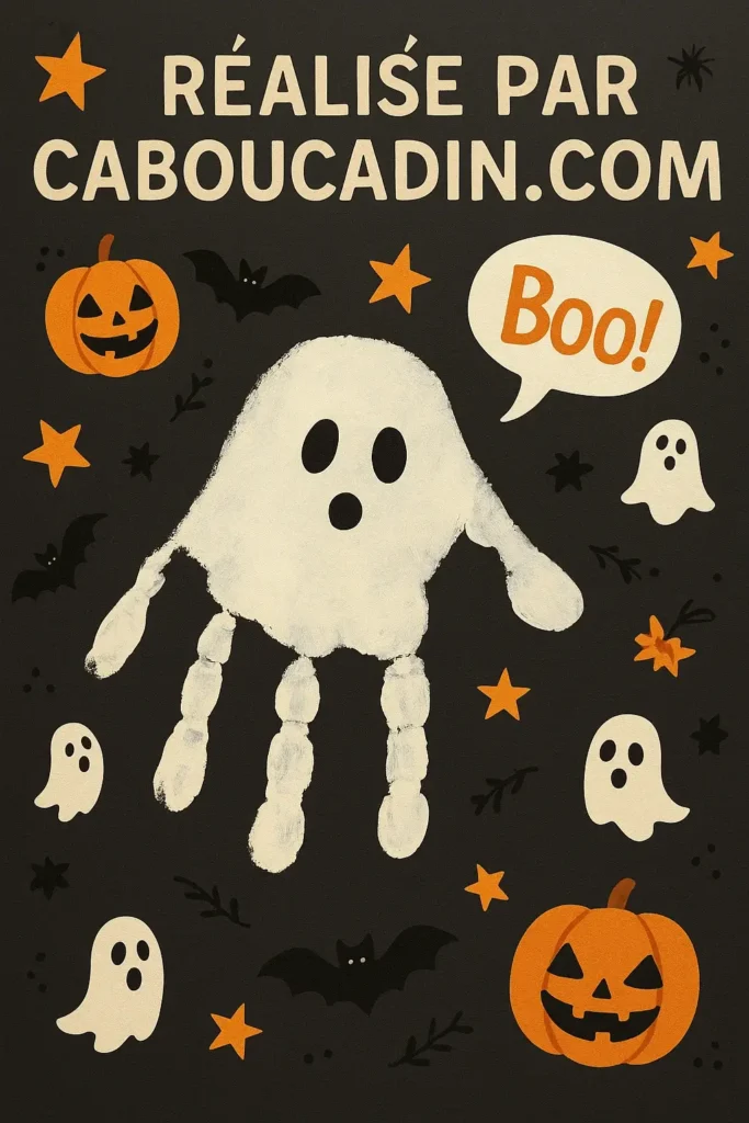 Bricolage Halloween maternelle : fabriquer un fantôme rigolo avec une empreinte de main bricolage halloween fantome avec empreinte de main 2
